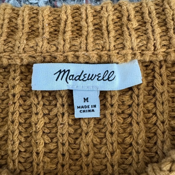 Madewell Golden Cable Knit Crew Neck Chunky Sweater Balloon Sleeves - Picture 8 of 8